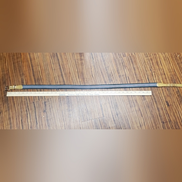 Canvas And Leather Belt. Gray, Red, & Tan. Silver Hardware. 40". Preppy Classic - Picture 8 of 8